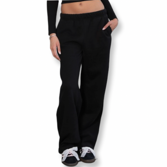 TT Black Lightweight Fleece Wide Leg Sweatpants