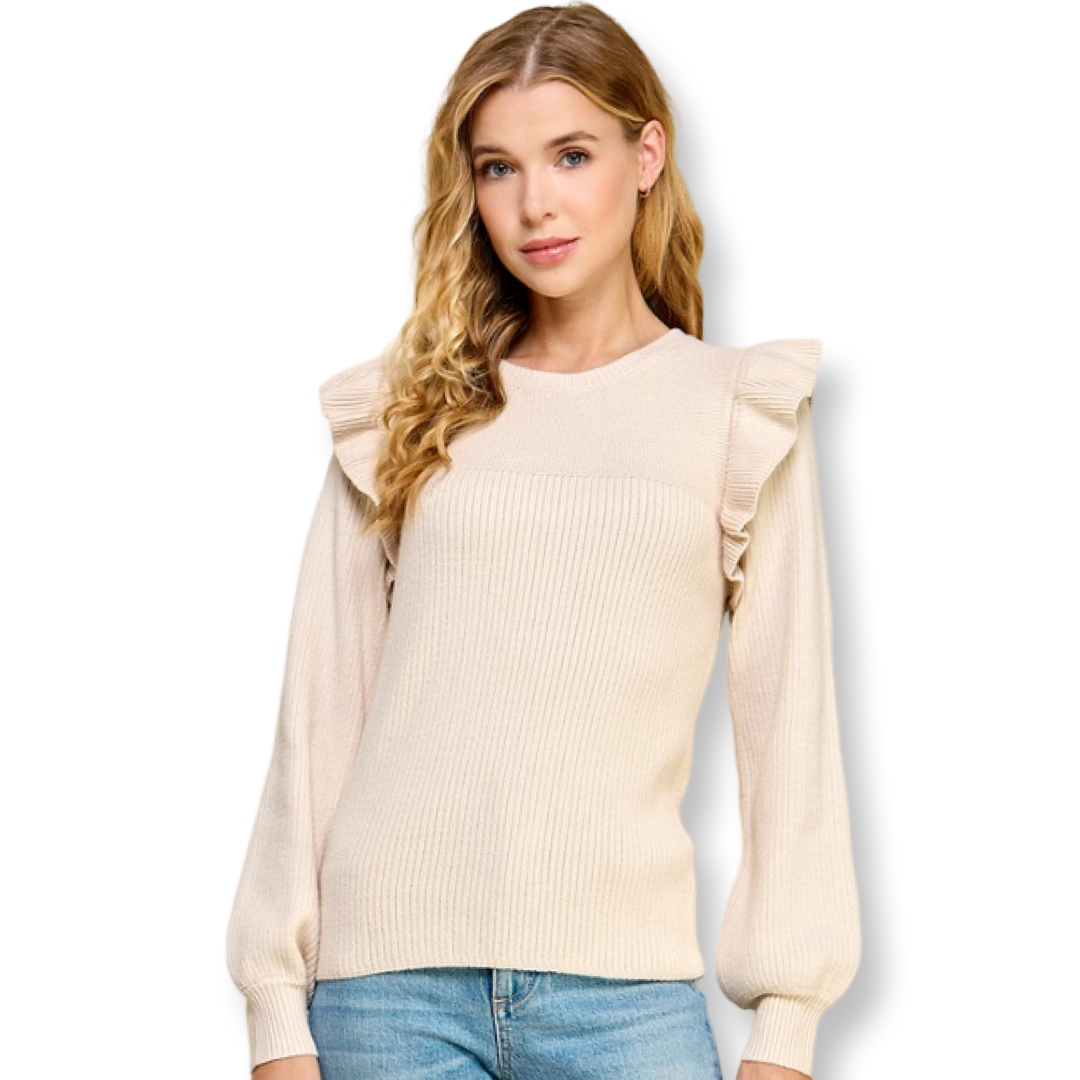 TCEC Sweater Knit Top Creme