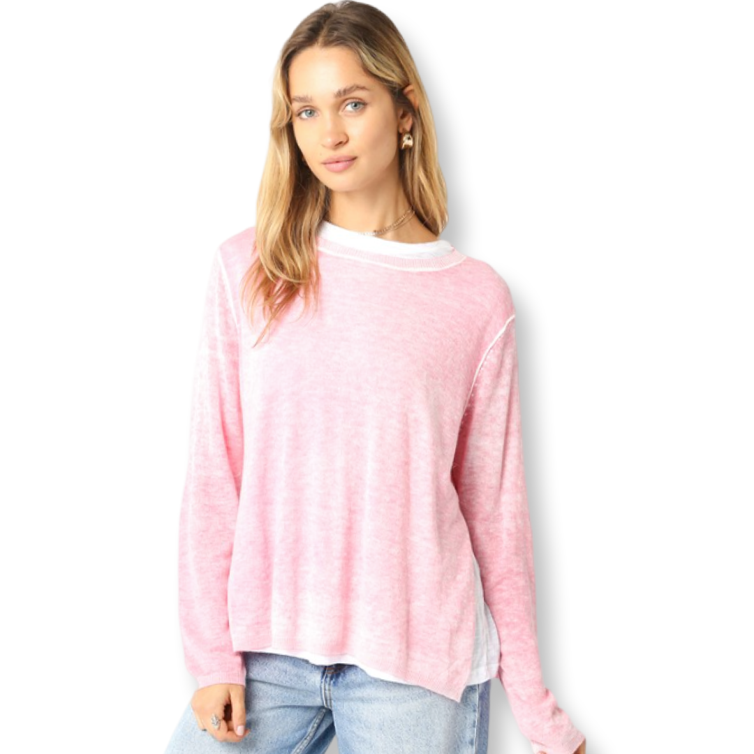 Olivaceous Double Layer Sweater Pink