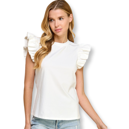 TCEC Ruffle Tank White