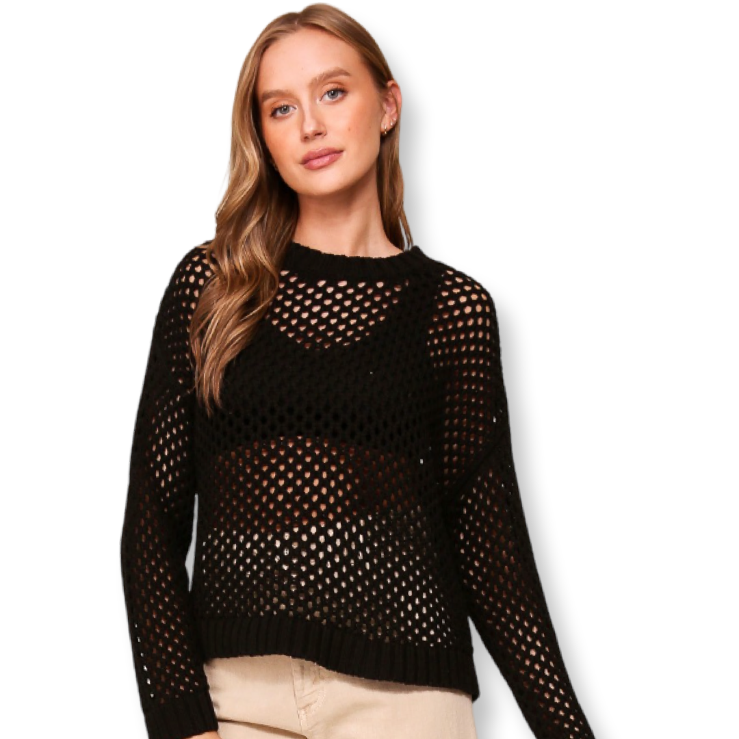 TM Black Crochet Sweater