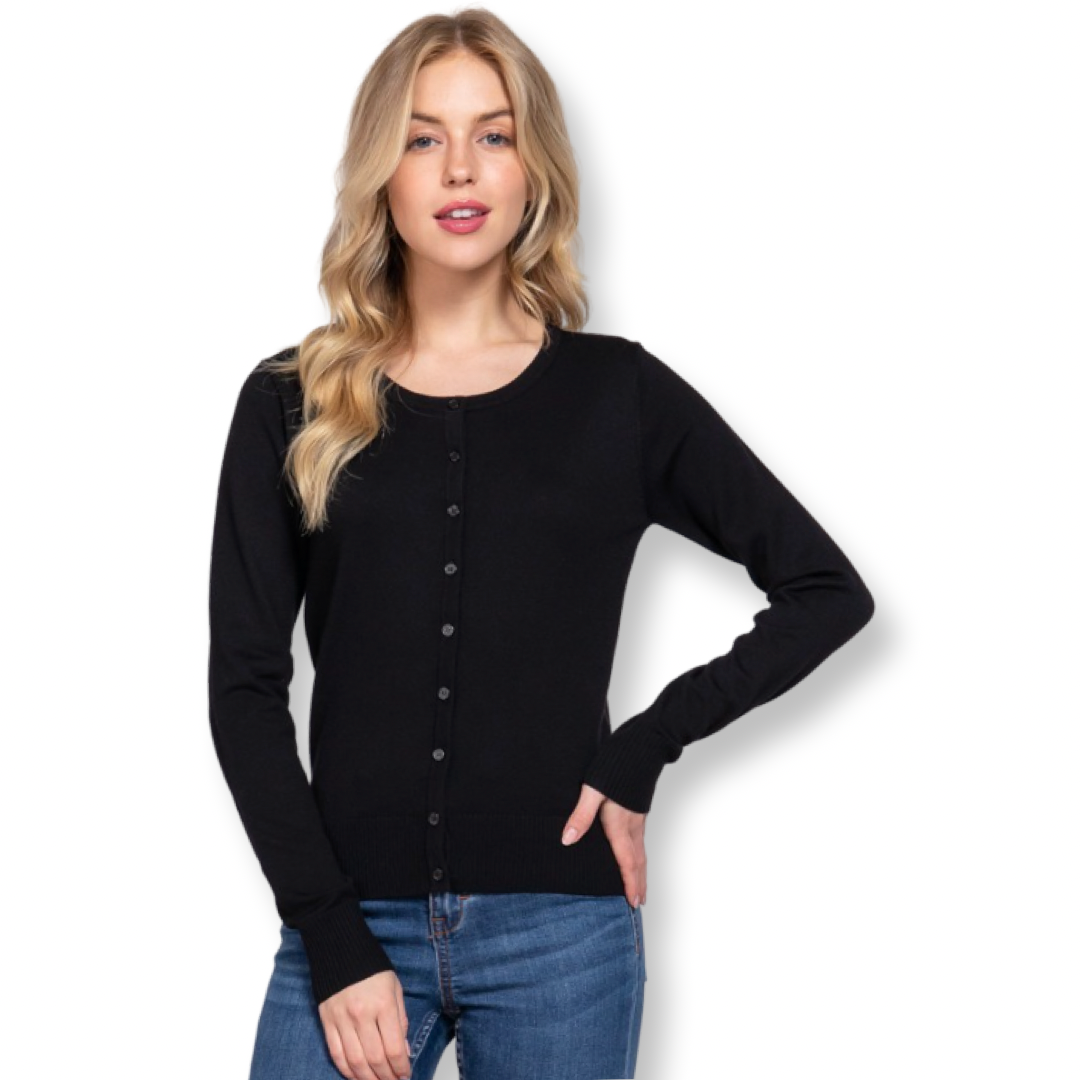 AC Long Sleeve Sweater Cardigan Black