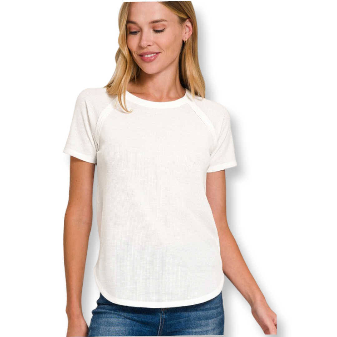 ZEN Ribbed Short Sleeve Tee White