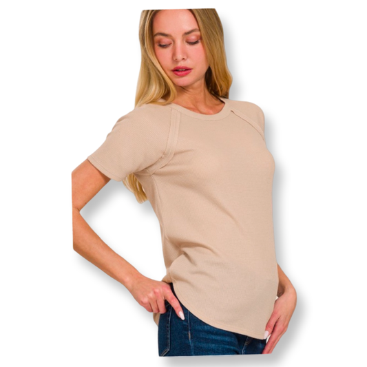 ZEN Ribbed Short Sleeve Tee Mocha