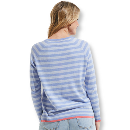 Zaket & Plover Flamingo Trimmed Stripe Sweater