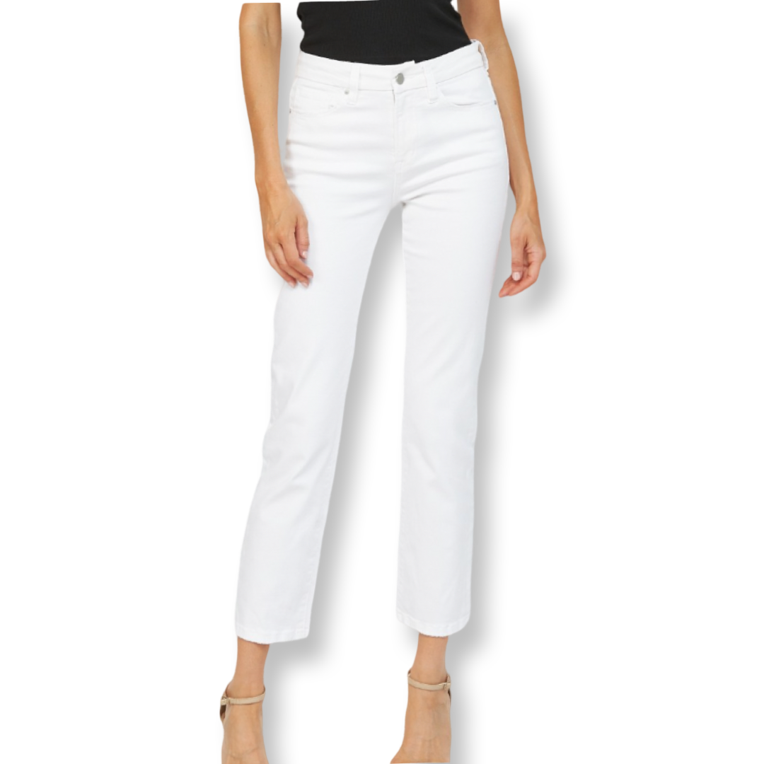 Mica Mid Rise Ankle Straight White Denim