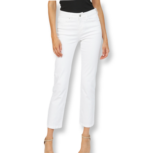 Mica Mid Rise Ankle Straight White Denim