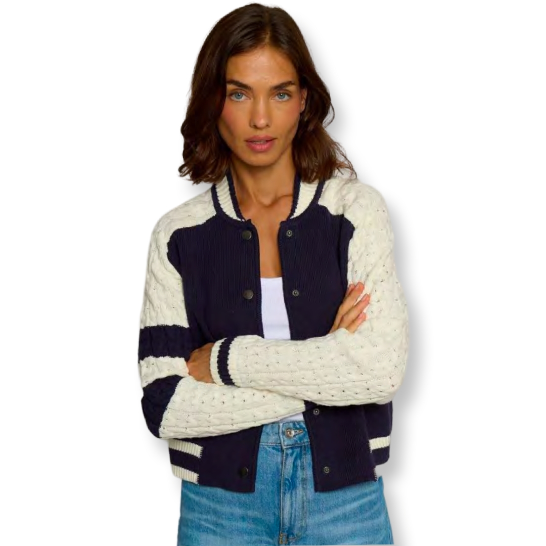 Central Park West Cable Sleeve Bomber Jacket