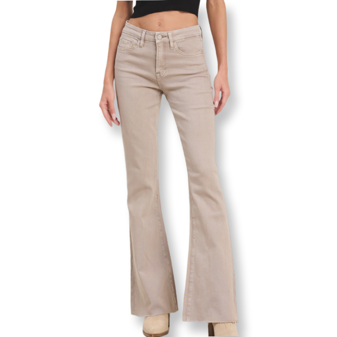 Jelly HR Taupe Flare Denim Jean