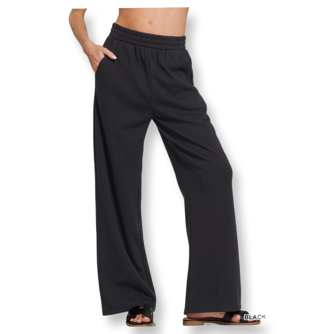 ZEN Fleece Sweatpants With Pockets Blaack