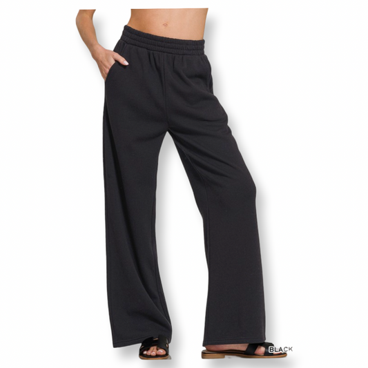 ZEN Fleece Sweatpants With Pockets Blaack