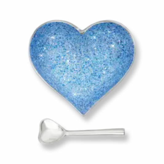 IG Happy Sparkly Blue Heart with Heart Spoon