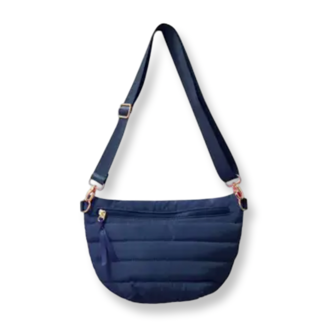 BB Crescent Puffer Sling Bag Navy