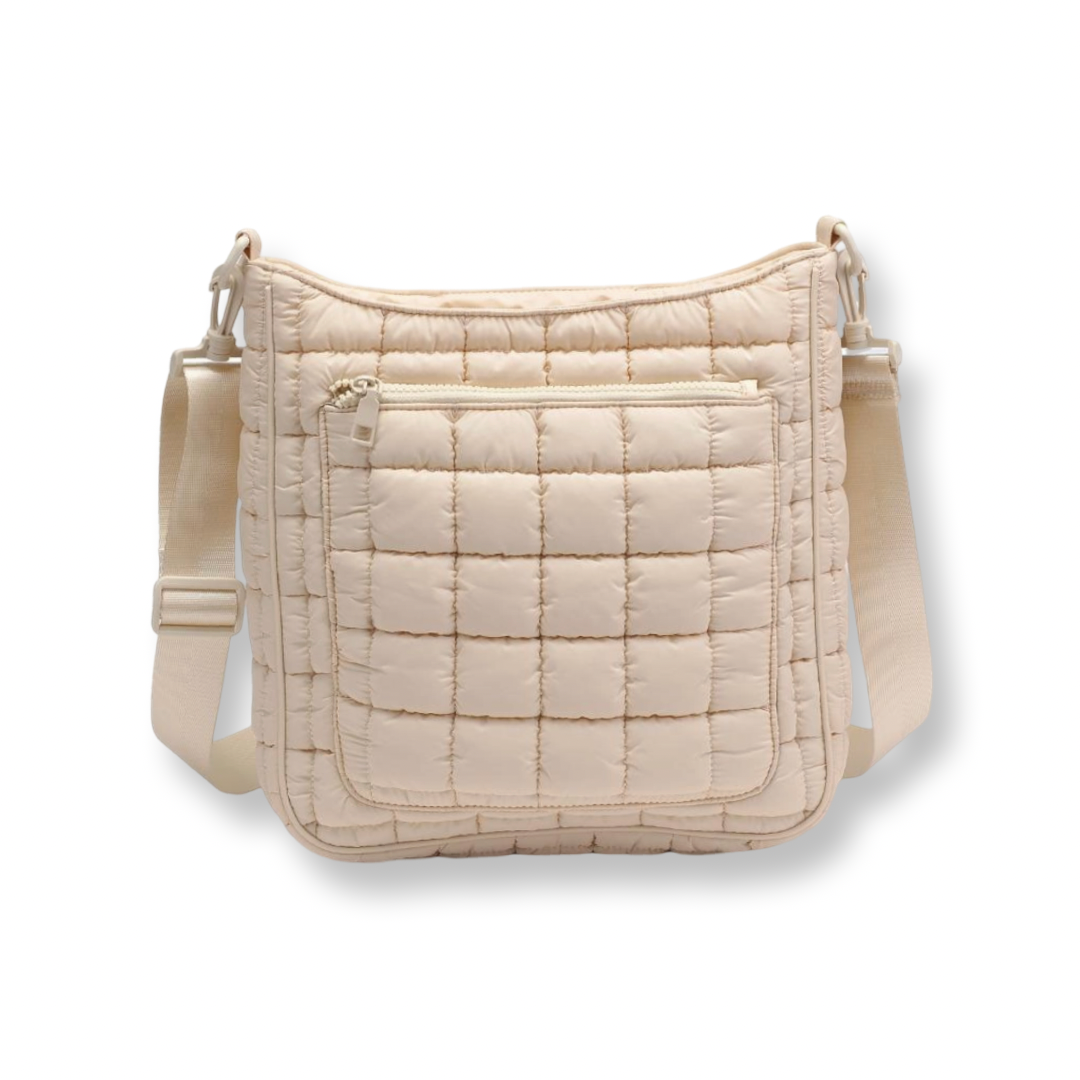 UB Quilted Puffer Nylon Crossbody Cream