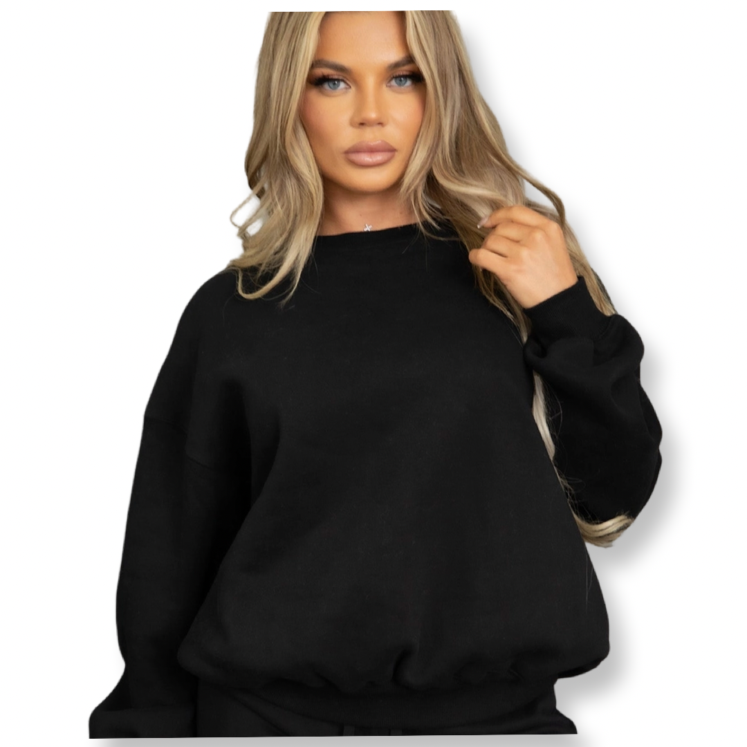 TT Black Fleece Crew Neck Pullover Sweatshirt