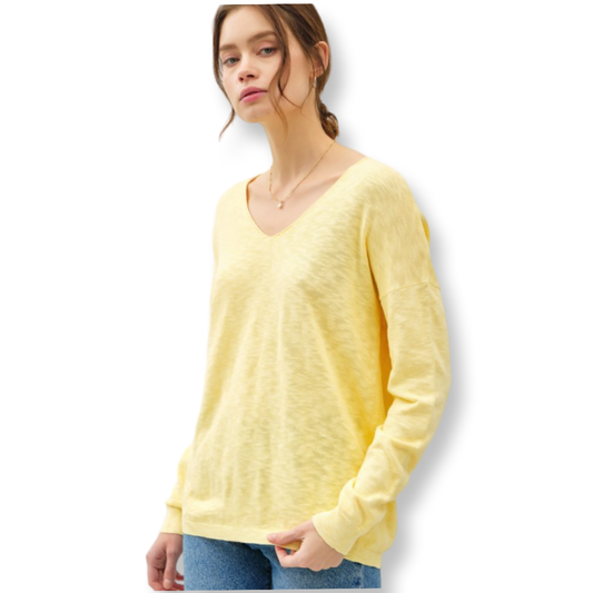 UC Lemon Crew V-Neck Sweater