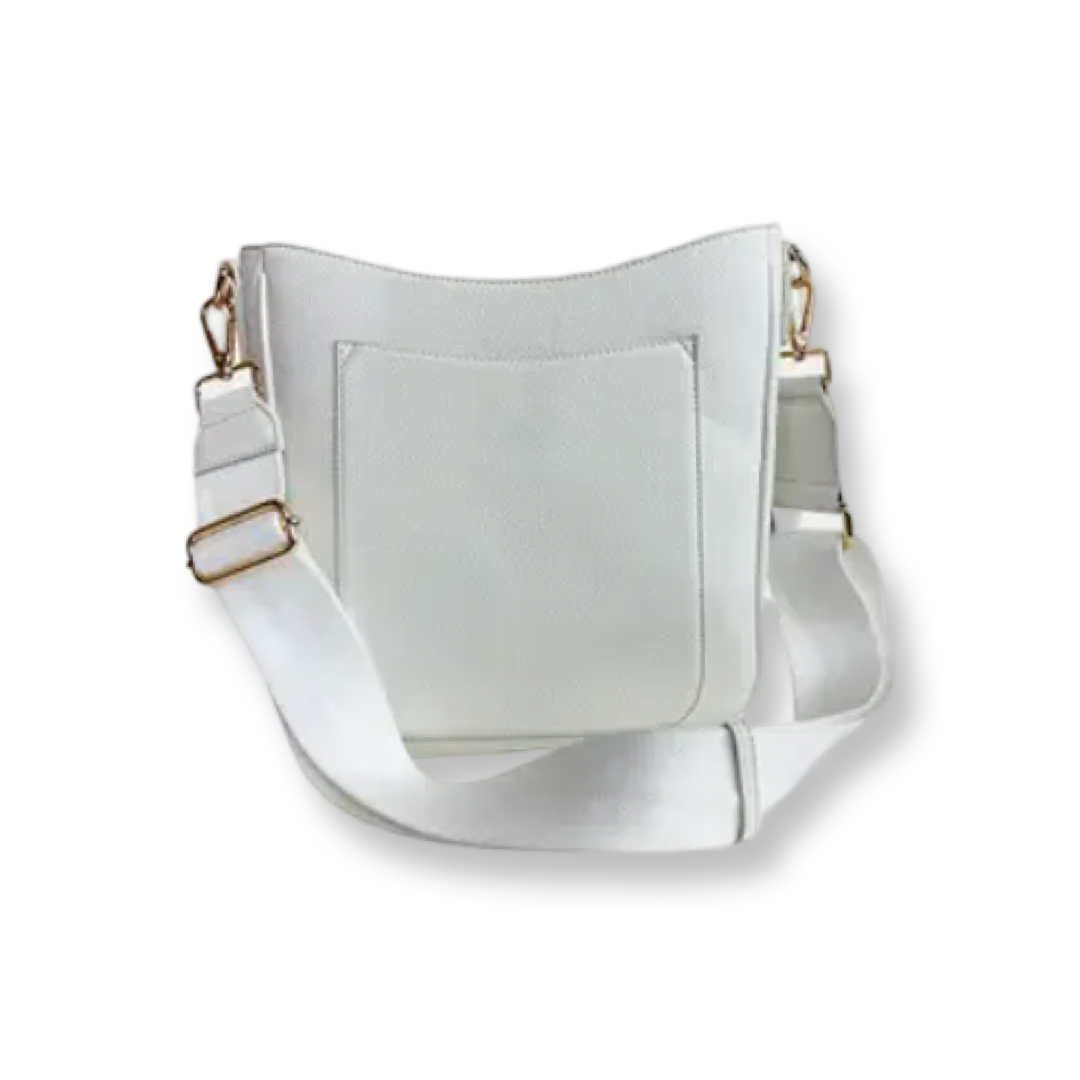 Ahdorned Vegan Pebble Leather Messenger White