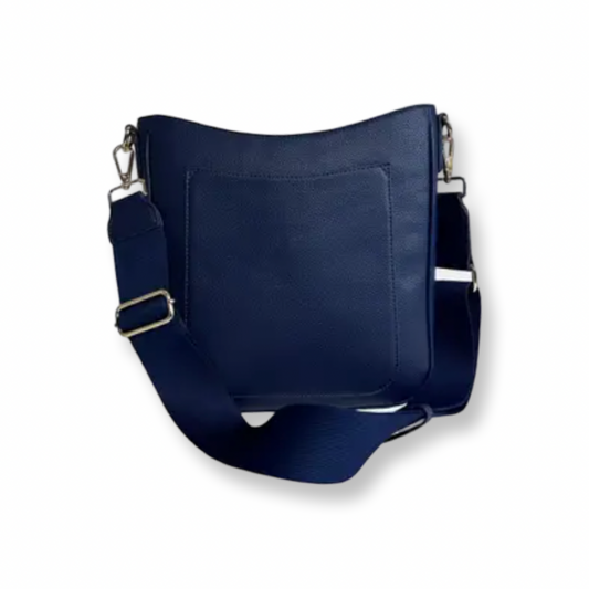 Ahdorned Vegan Pebble Leather Messenger Navy