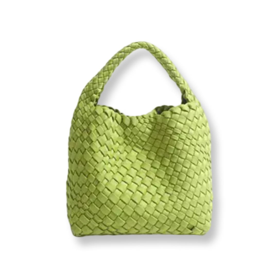 BB Small Woven Crossbody Tote Lime