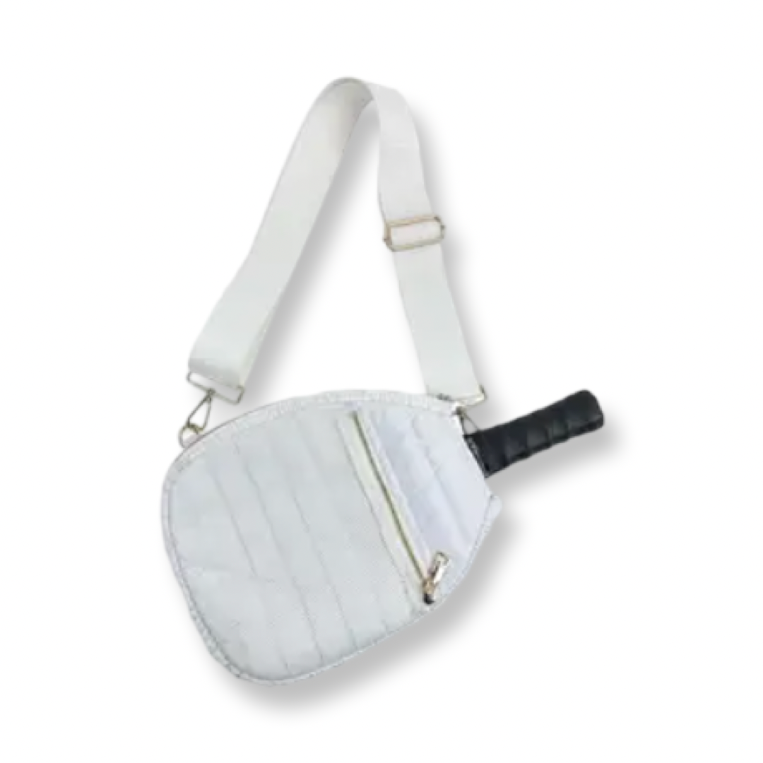 Ahdorned Quilted Puffer Pickleball Paddle Cover White