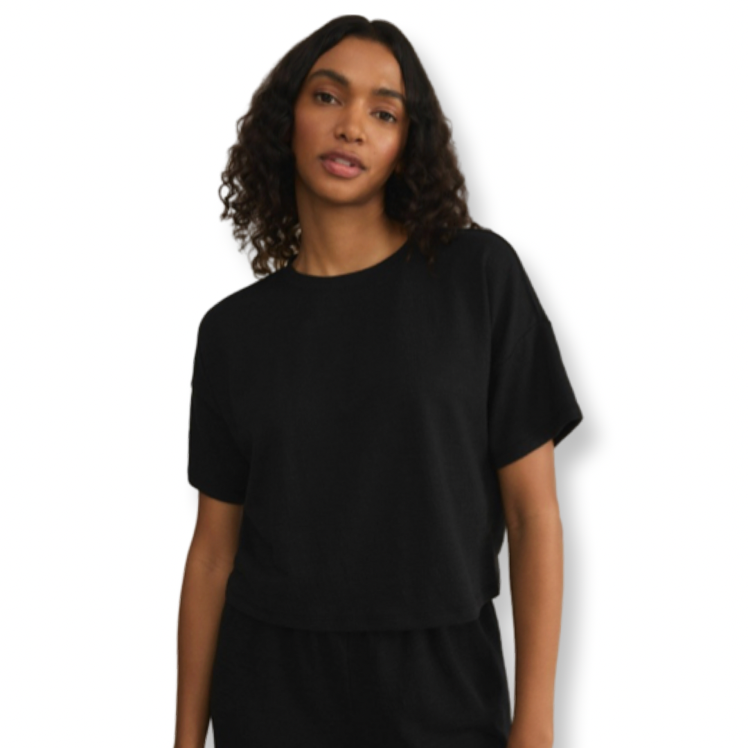 Z-Supply Textured Cropped Tee Black