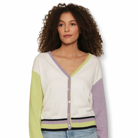 Mystree Color Blocked Cardigan