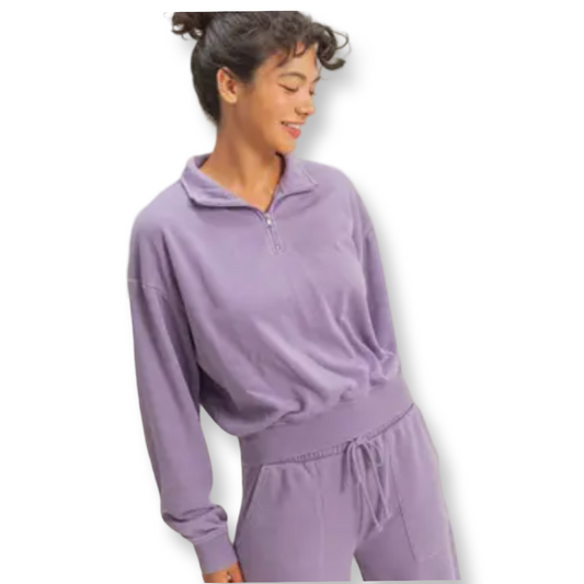 DZ Half-Zip Burnout French Terry Pullover Purple