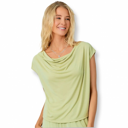 Mystree Modal Cowl Neck Top Lime