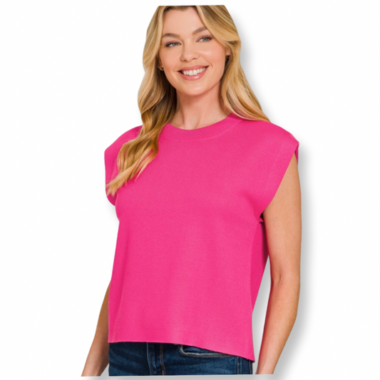ZEN Viscose Sweater Vest Hot Pink