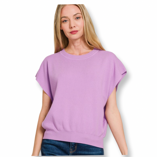 ZEN Round Neck Short Dolman Sleeve Sweater