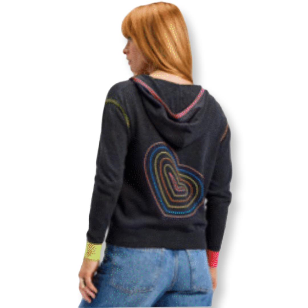 Zaket & Plover Heart Embroidery Hoodie Carigan