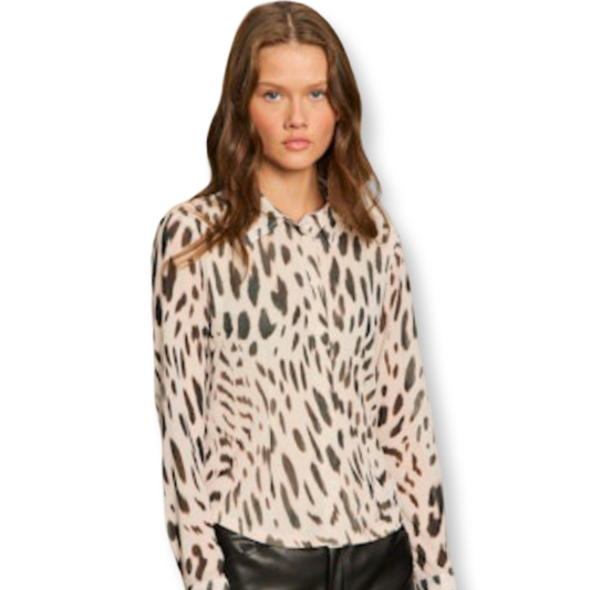 Sanctuary Mesh Leopard Print Top