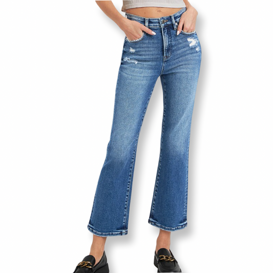 Risen Tummy Control High Rise Crop Bootcut Jeans