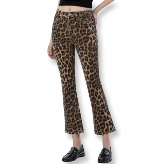 Lovervet High Rise Leopard Print Kick Flare Jeans