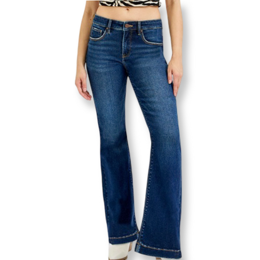 Risen Tummy Control Mid Rise Flare Basic Jeans