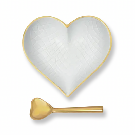 IG Happy Gold & White Croco Heart with Gold Heart Spoon