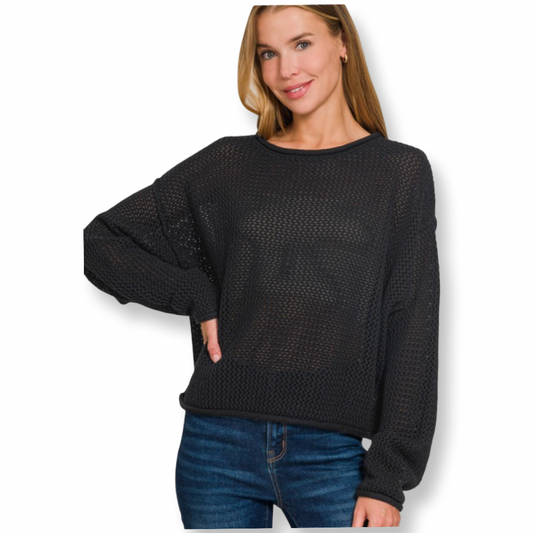 ZEN Textured Knit Drop Shoulder Sweater
