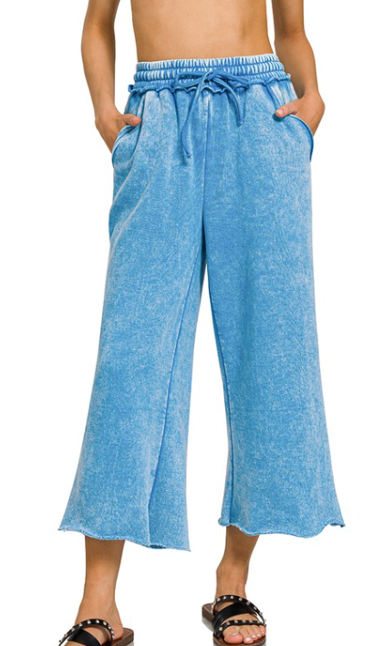 ZEN Turquoise Straight Wide Leg Sweatpants