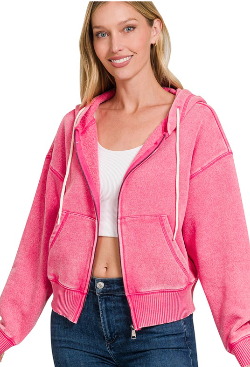 ZEN Pink Cropped Hoodie