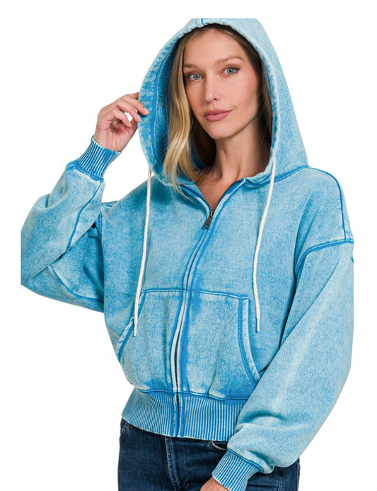 ZEN Turquoise Cropped Hoodie