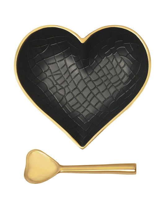 IG Happy Gold & Black Croco Heart with Gold Heart Spoon