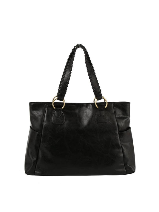 HFC Fashion Braided Handle Daily Tote Black